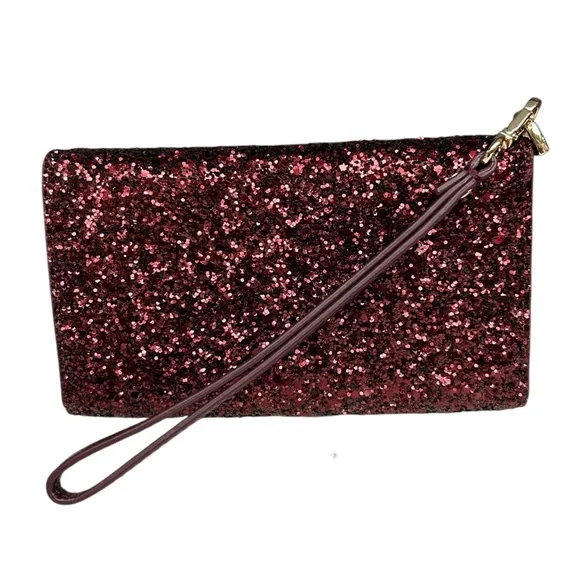 Kate Spade Laurel Way Glitter iPhone Wristlet Wallet Deep Plum Burgundy - Picture 4 of 10